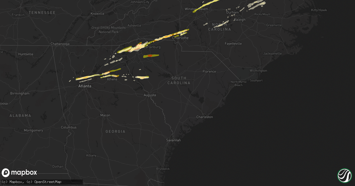 Hail map in South Carolina on April 20, 2015
