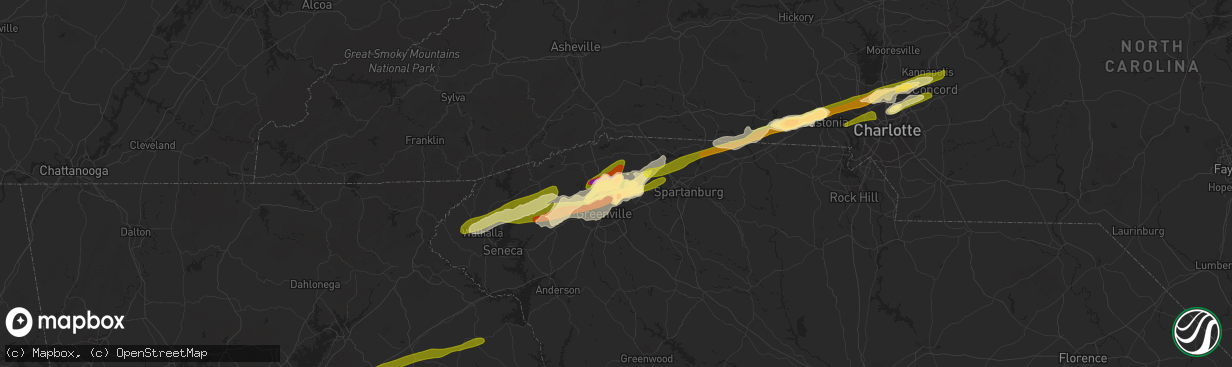 Hail map in Taylors, SC on April 20, 2015