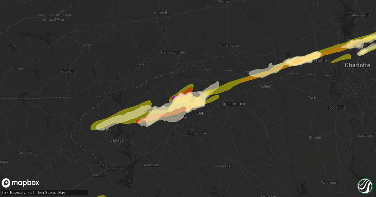 Hail map in Taylors, SC on April 20, 2015
