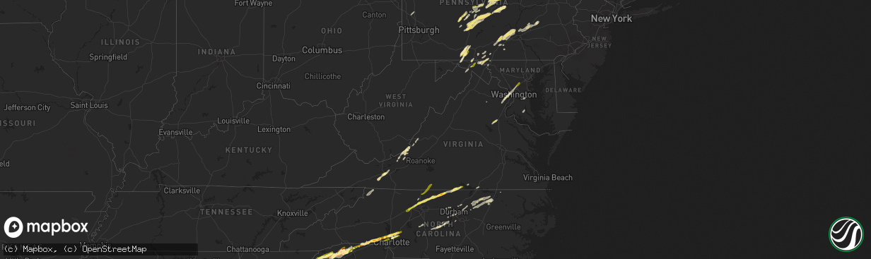 Hail map in Virginia on April 20, 2015