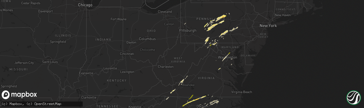 Hail map in West Virginia on April 20, 2015