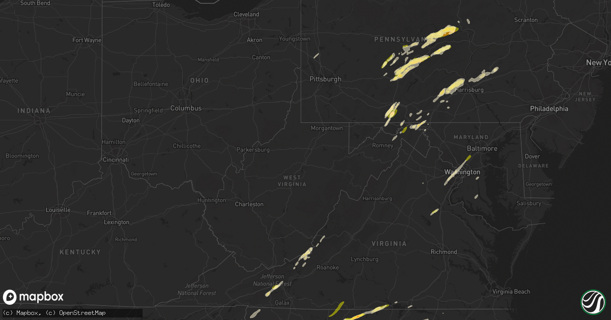 Hail map in West Virginia on April 20, 2015