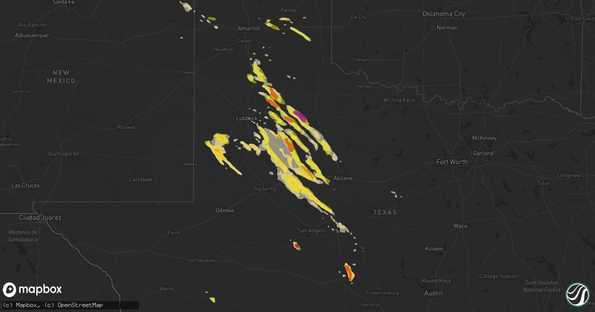 Hail map on April 20, 2016
