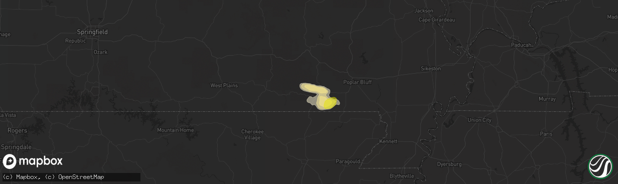 Hail map in Doniphan, MO on April 20, 2017