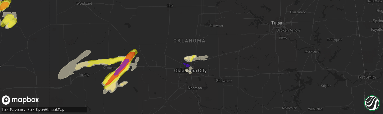 Hail map in Edmond, OK on April 20, 2017