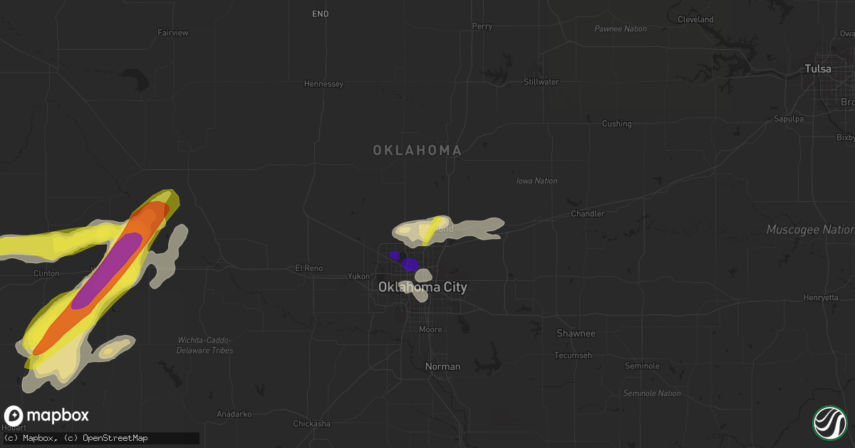 Hail map in Edmond, OK on April 20, 2017