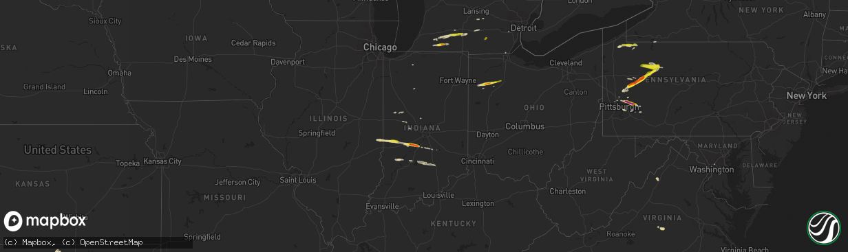 Hail map in Indiana on April 20, 2017