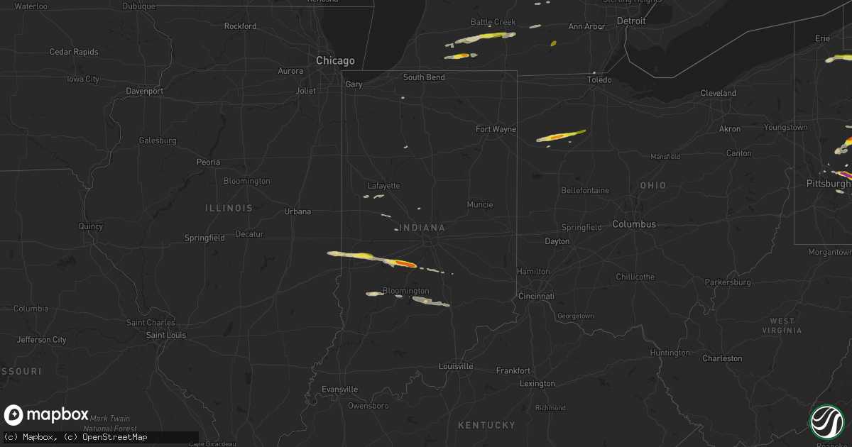 Hail map in Indiana on April 20, 2017