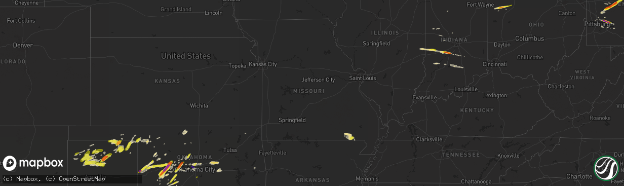 Hail map in Missouri on April 20, 2017