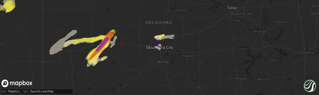 Hail map in Oklahoma City, OK on April 20, 2017