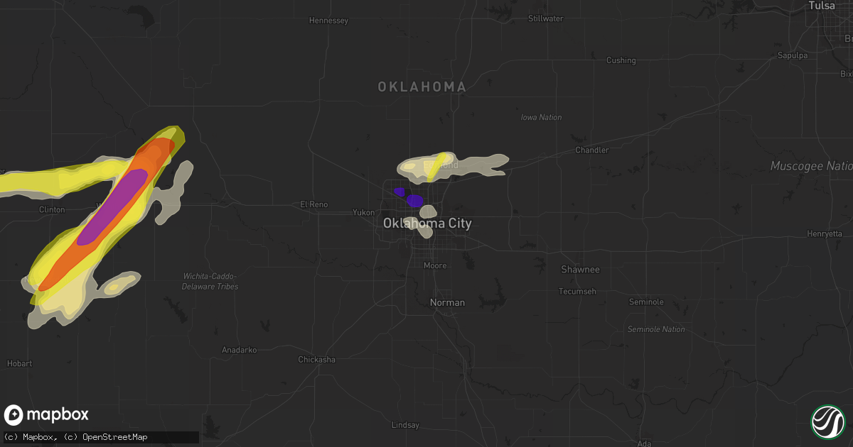 Hail map in Oklahoma City, OK on April 20, 2017