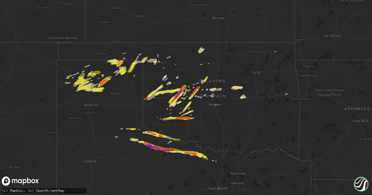 Hail map in Oklahoma on April 20, 2017