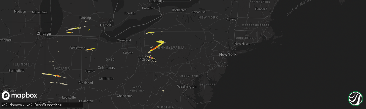 Hail map in Pennsylvania on April 20, 2017