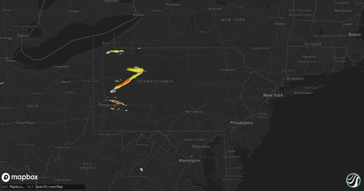 Hail map in Pennsylvania on April 20, 2017