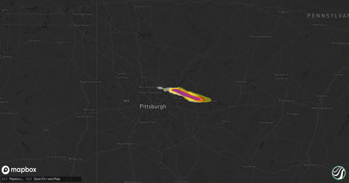Hail map in Springdale, PA on April 20, 2017