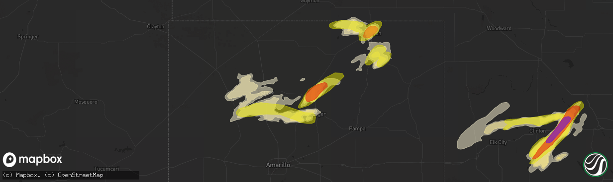 Hail map in Stinnett, TX on April 20, 2017