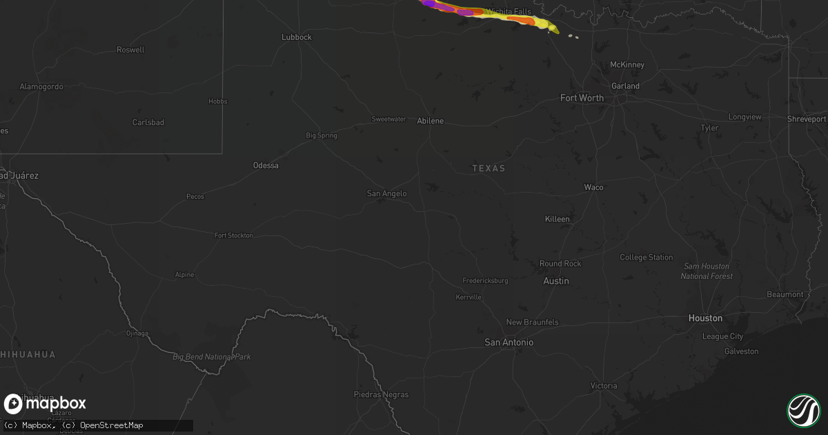 Hail map in Texas on April 20, 2017