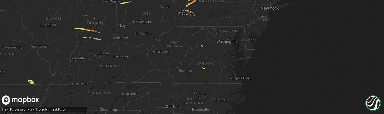 Hail map in Virginia on April 20, 2017