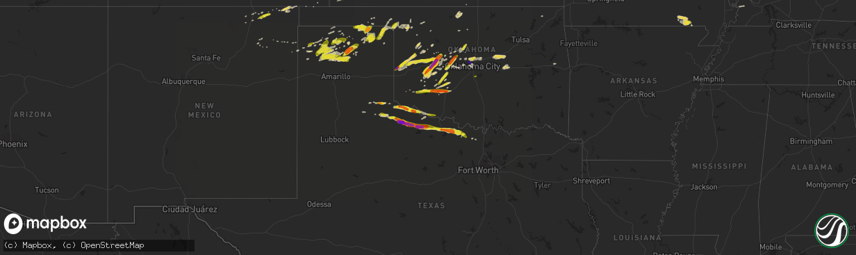 Hail map on April 20, 2017