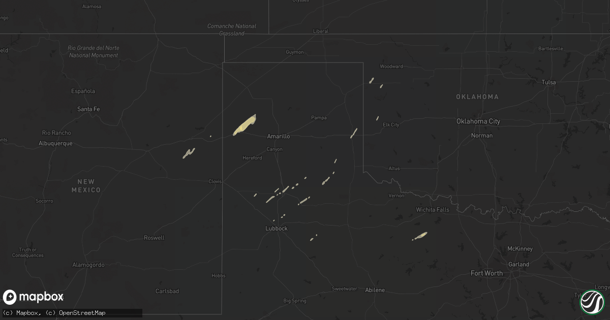 Hail map in Texas on April 20, 2018