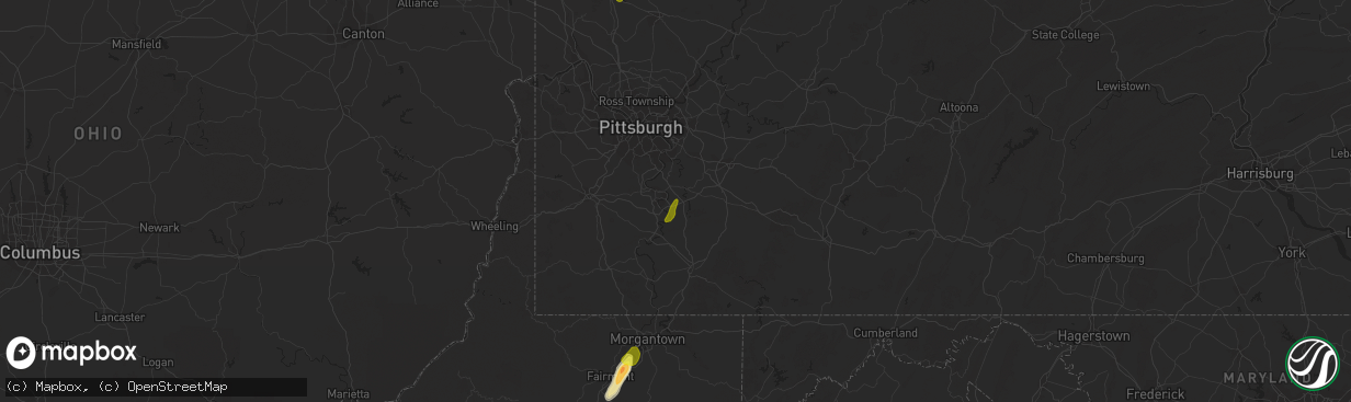 Hail map in Belle Vernon, PA on April 20, 2019