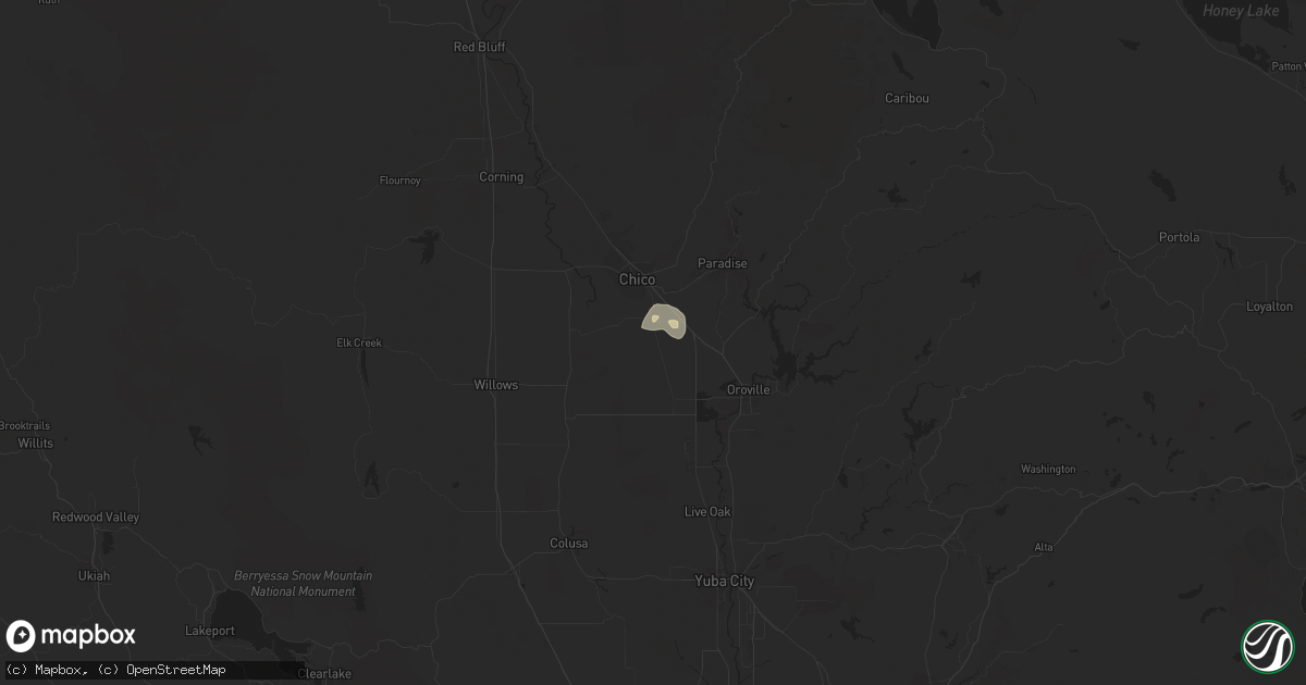 Hail map in Durham, CA on April 20, 2019