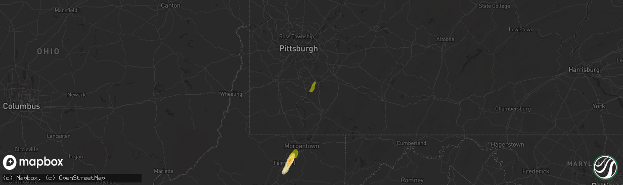 Hail map in Fayette City, PA on April 20, 2019