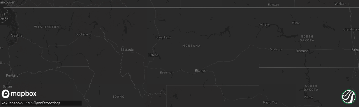 Hail map in Montana on April 20, 2019