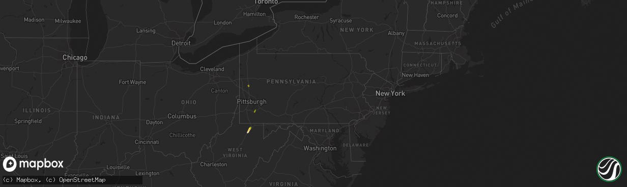 Hail map in Pennsylvania on April 20, 2019