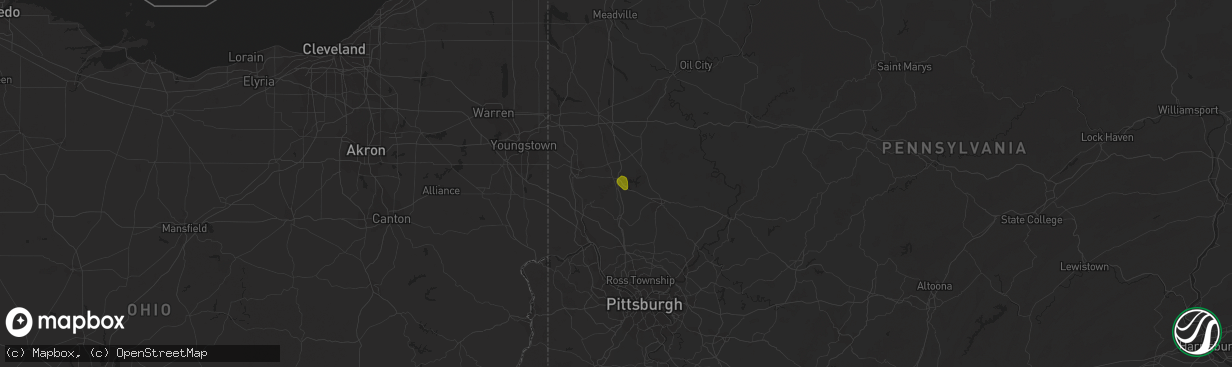 Hail map in Portersville, PA on April 20, 2019