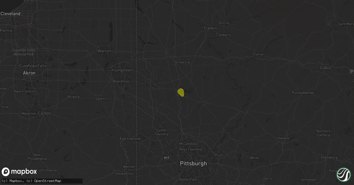 Hail map in Portersville, PA on April 20, 2019