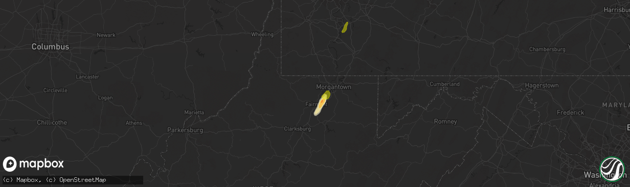 Hail map in Rivesville, WV on April 20, 2019