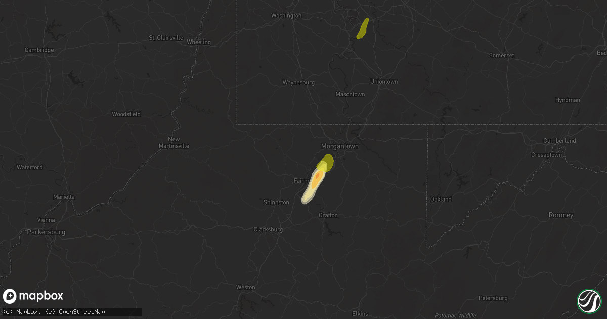 Hail map in Rivesville, WV on April 20, 2019