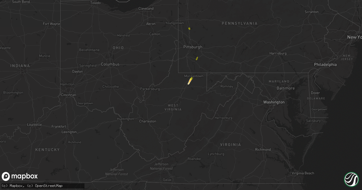 Hail map in West Virginia on April 20, 2019