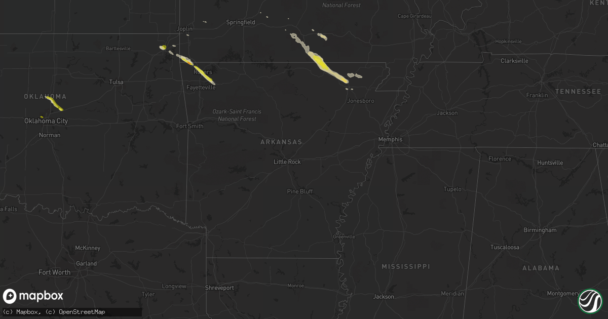 Hail map in Arkansas on April 20, 2020