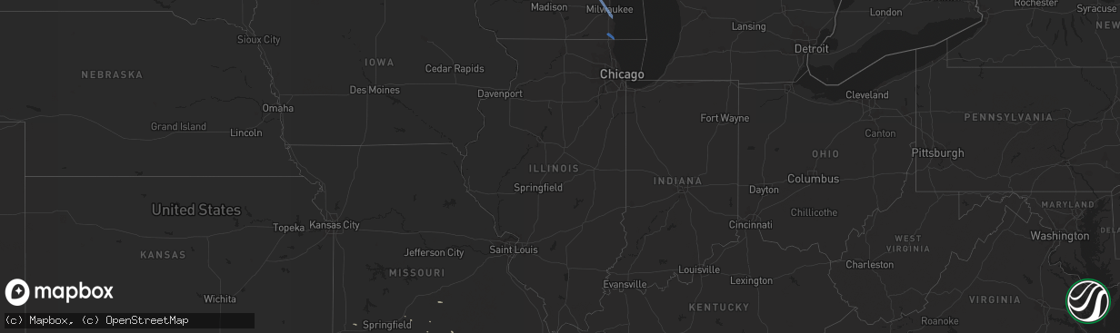 Hail map in Illinois on April 20, 2020