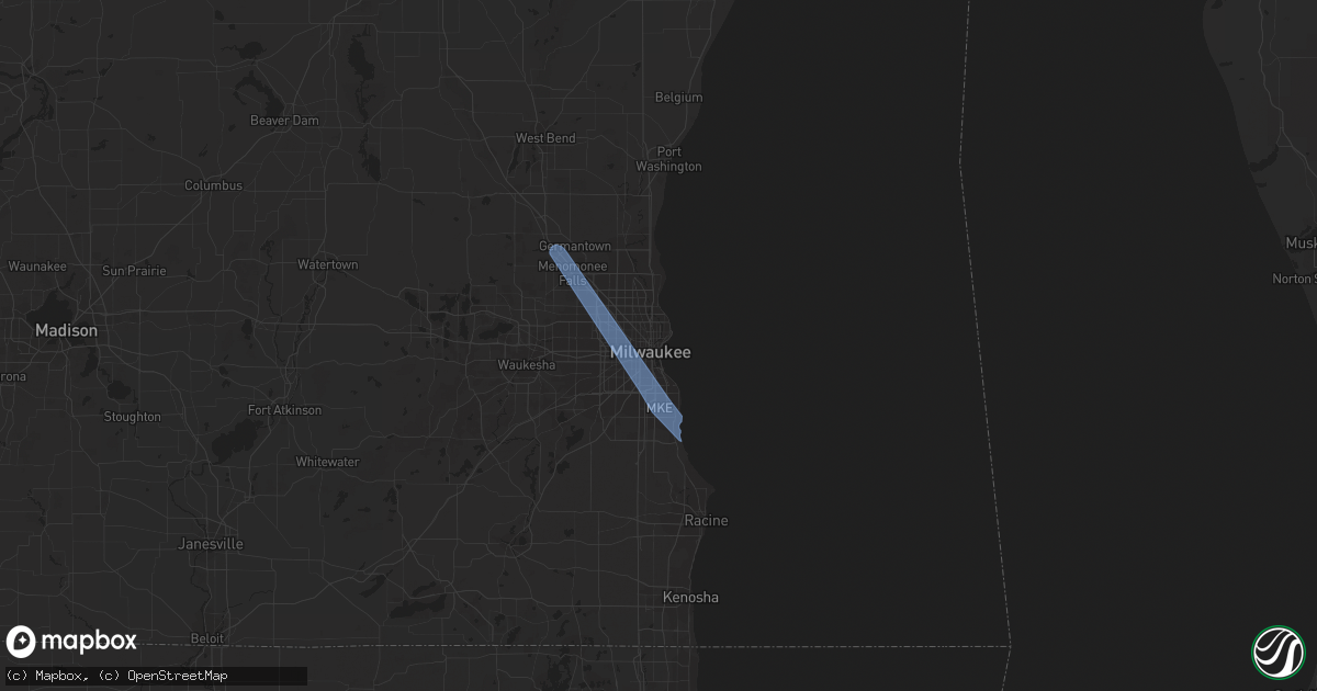 Hail map in Milwaukee, WI on April 20, 2020