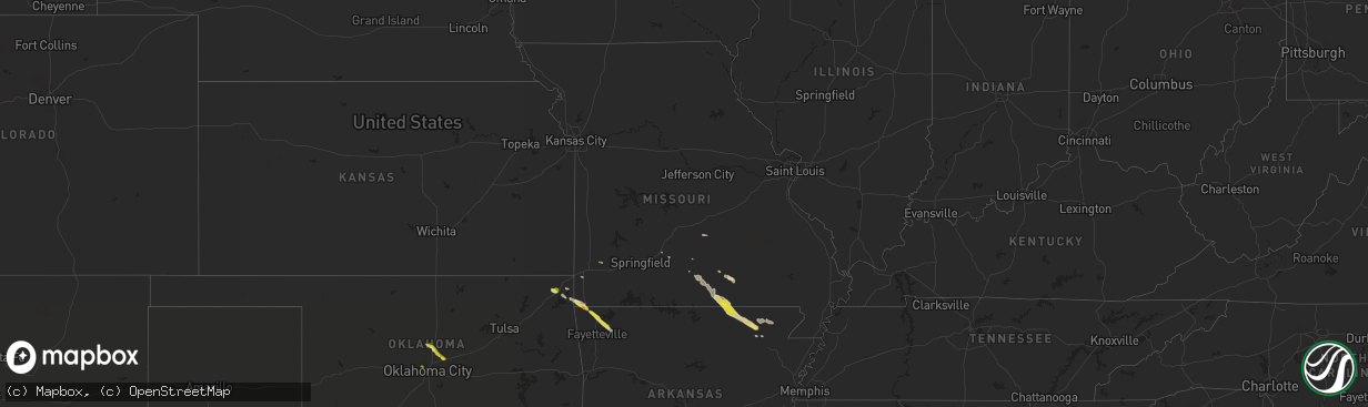 Hail map in Missouri on April 20, 2020