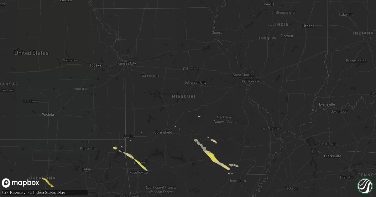 Hail map in Missouri on April 20, 2020