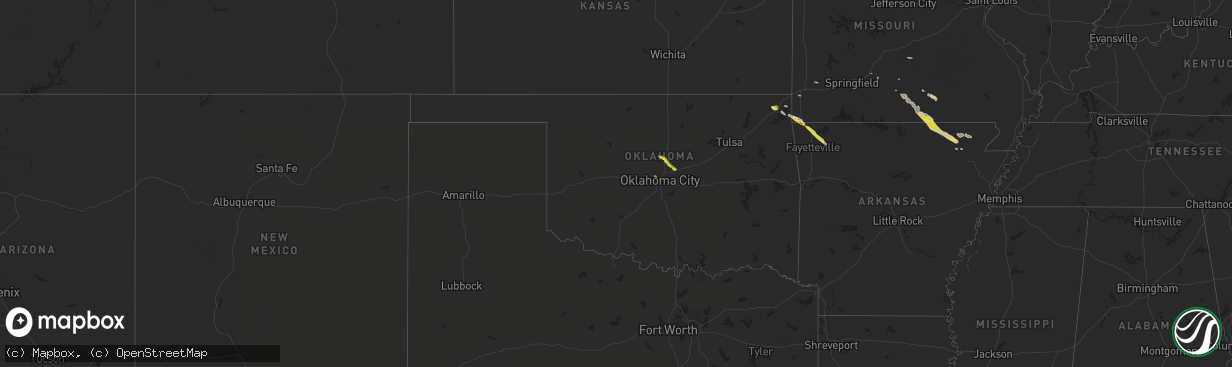 Hail map in Oklahoma on April 20, 2020