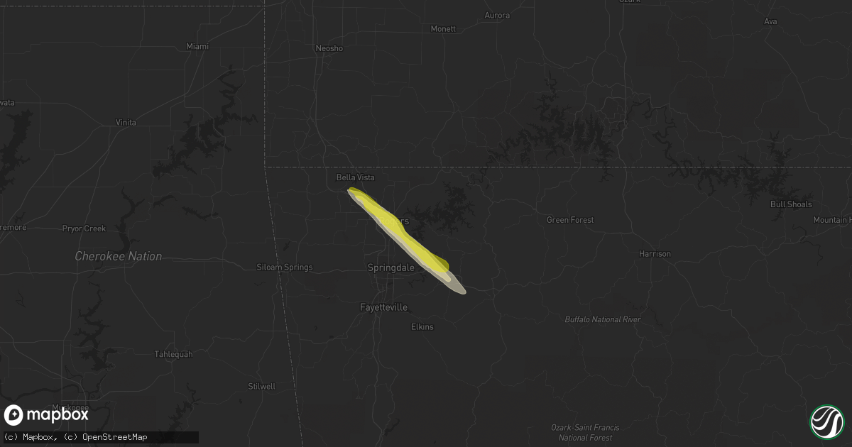 Hail map in Rogers, AR on April 20, 2020