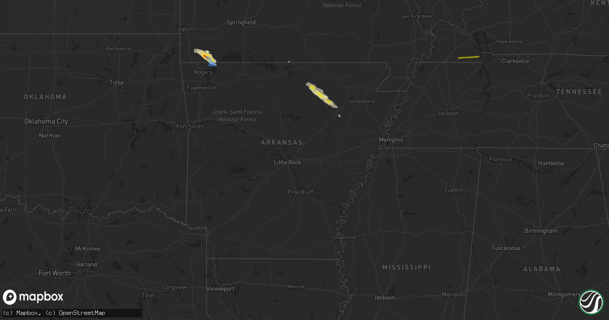 Hail map in Arkansas on April 20, 2022