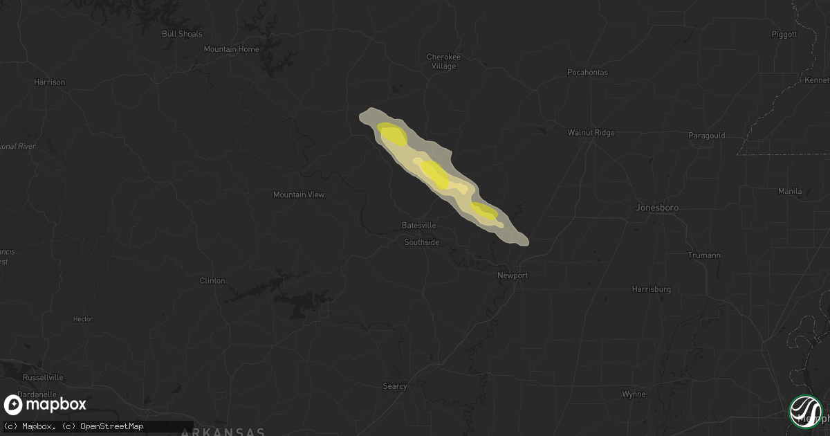 Hail map in Batesville, AR on April 20, 2022