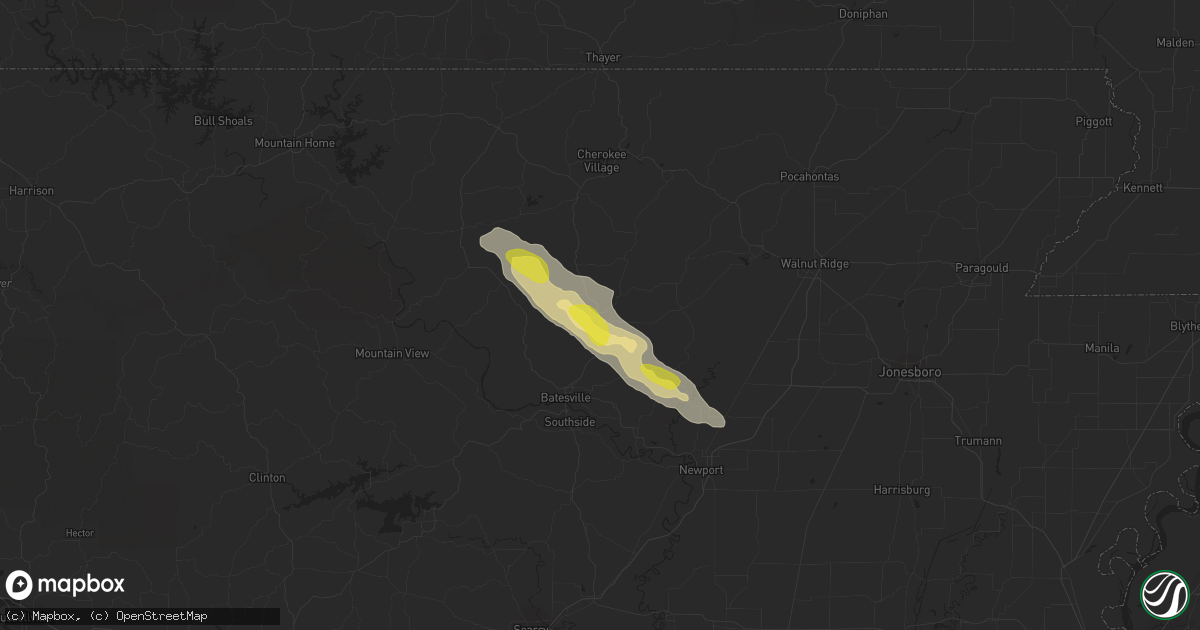 Hail map in Cave City, AR on April 20, 2022