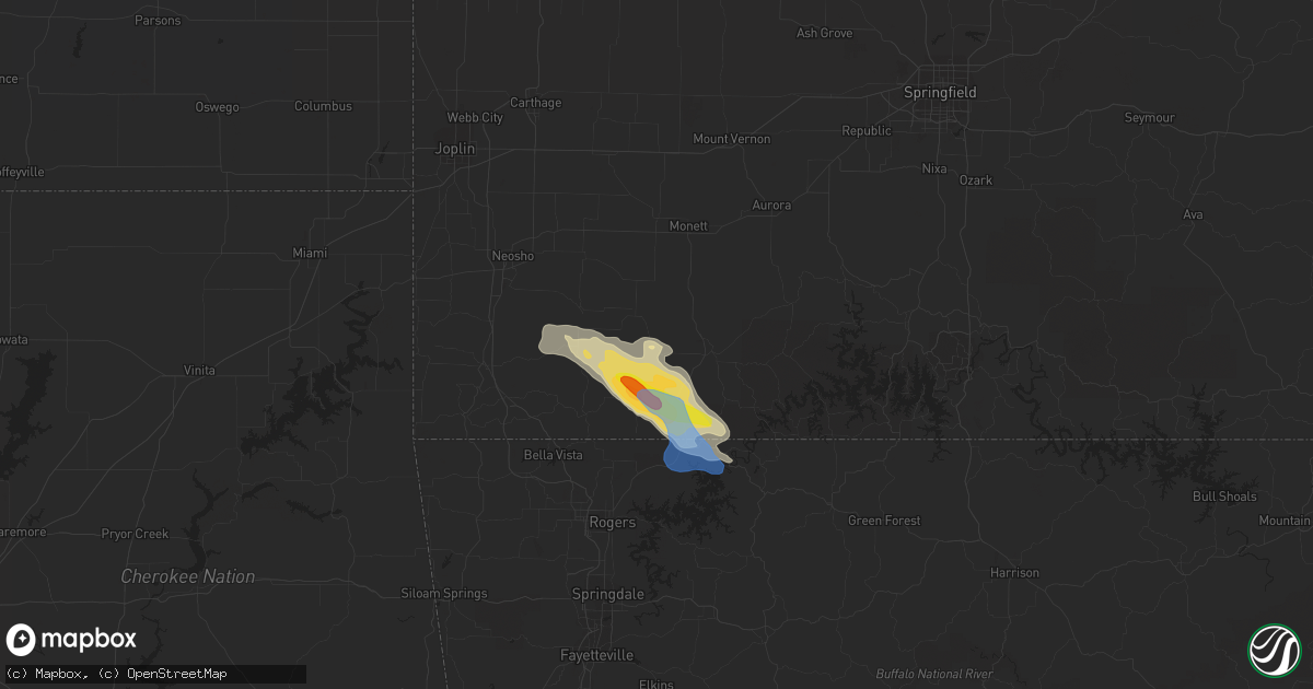 Hail map in Exeter, MO on April 20, 2022