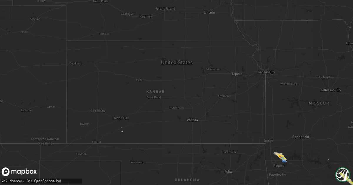 Hail map in Kansas on April 20, 2022
