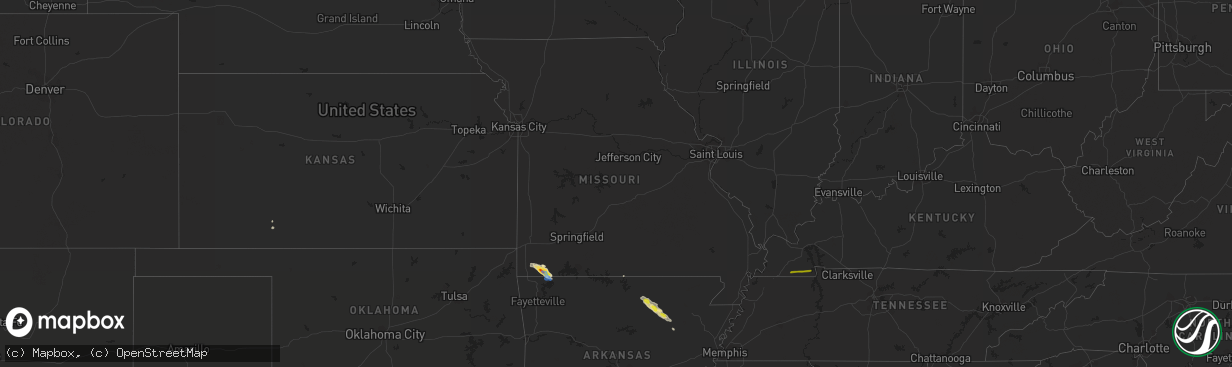 Hail map in Missouri on April 20, 2022