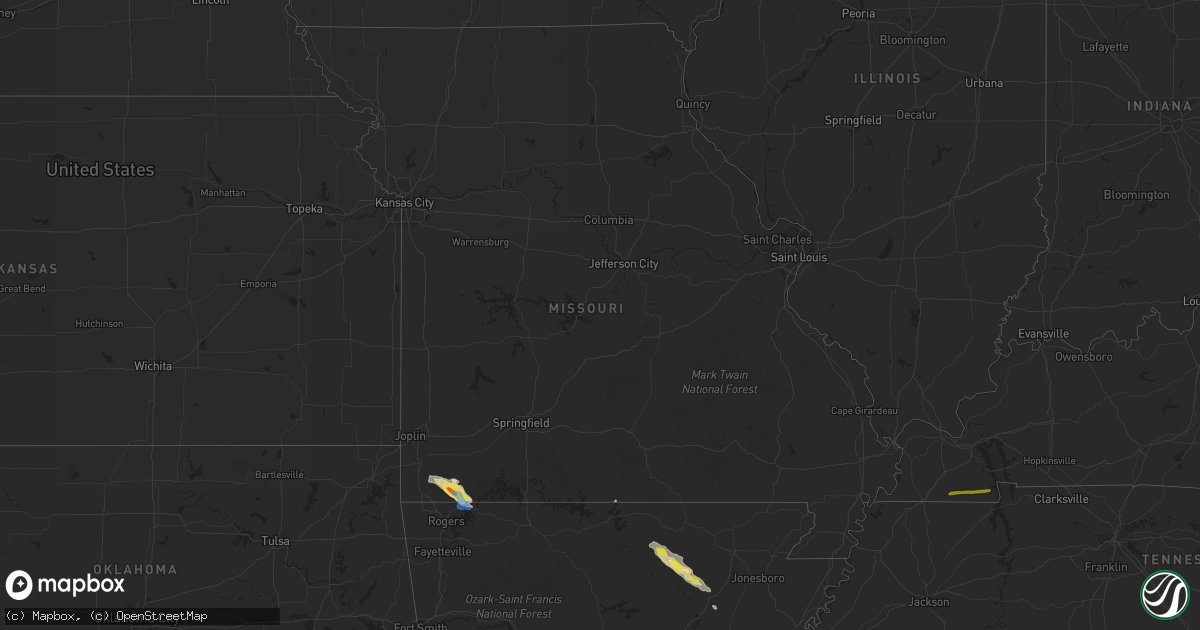 Hail map in Missouri on April 20, 2022