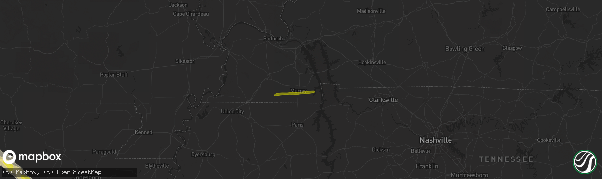 Hail map in Murray, KY on April 20, 2022