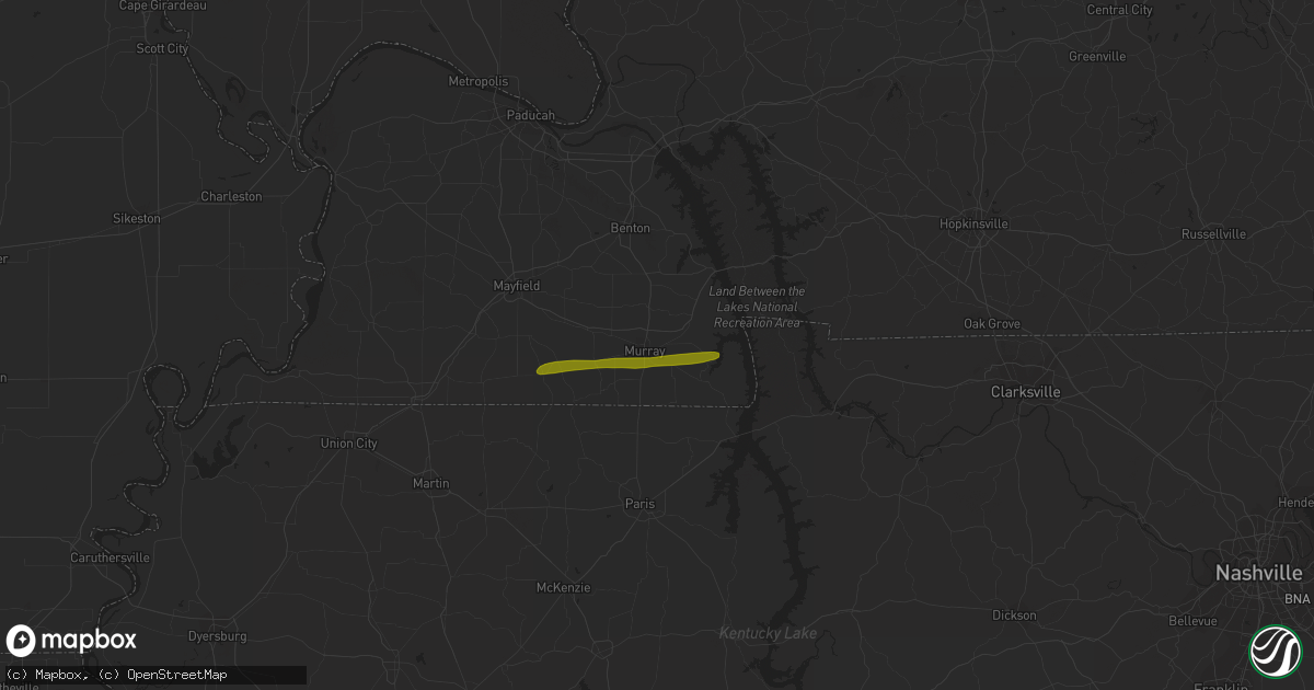 Hail map in Murray, KY on April 20, 2022